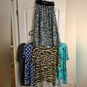 Womens LuLaRoe lot of 5  one skirt and 4 shirts size xxs